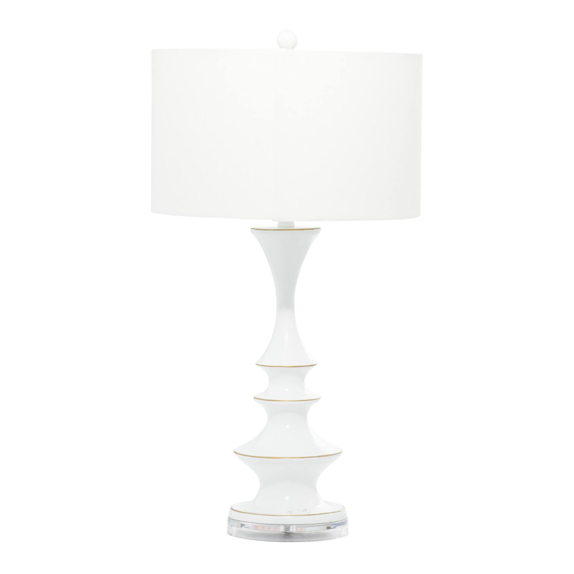 30" White Polystone & Iron Traditional Table Lamp